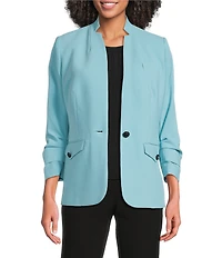 KARL LAGERFELD PARIS Woven Collarless 3/4 Sleeve Suiting Jacket