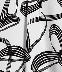KARL LAGERFELD PARIS Woven Crepe Print Spread Collar Long Sleeve Blouse