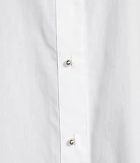 KARL LAGERFELD PARIS Woven Embroidered Point Collar Long Sleeve Top