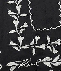 KARL LAGERFELD PARIS Woven Embroidered Poplin Point Collar Short Sleeve Shirt