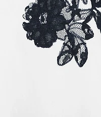 KARL LAGERFELD PARIS Woven Embroidered Poplin Point Collar Short Sleeve Shirt