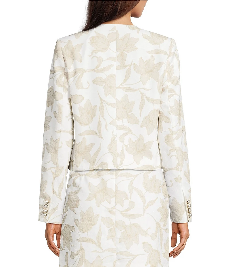 KARL LAGERFELD PARIS Woven Jacquard Print Round Neck Long Sleeve Lady Coordinating Jacket
