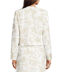 KARL LAGERFELD PARIS Woven Jacquard Print Round Neck Long Sleeve Lady Coordinating Jacket