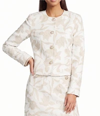 KARL LAGERFELD PARIS Woven Jacquard Print Round Neck Long Sleeve Lady Coordinating Jacket
