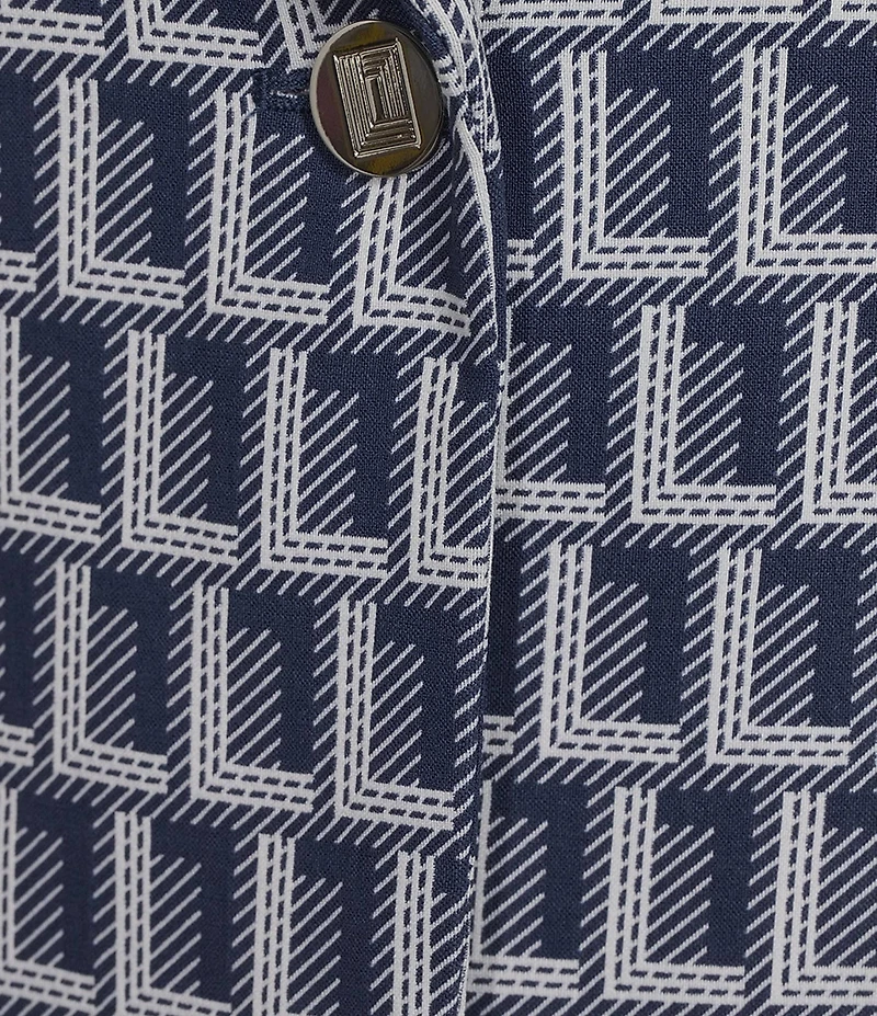 KARL LAGERFELD PARIS Woven Logo Print Notch Lapel Long Sleeve Coordinating Blazer