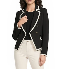KARL LAGERFELD PARIS Woven Notch Lapel Collar Long Sleeve Coordinating Jacket