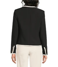 KARL LAGERFELD PARIS Woven Notch Lapel Collar Long Sleeve Coordinating Jacket