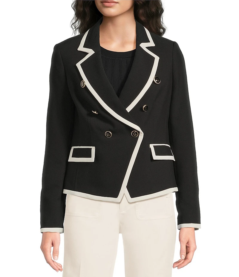 KARL LAGERFELD PARIS Woven Notch Lapel Collar Long Sleeve Coordinating Jacket