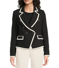 KARL LAGERFELD PARIS Woven Notch Lapel Collar Long Sleeve Coordinating Jacket