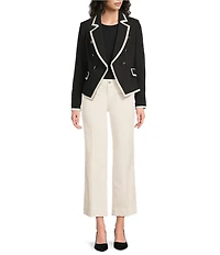 KARL LAGERFELD PARIS Woven Notch Lapel Collar Long Sleeve Coordinating Jacket