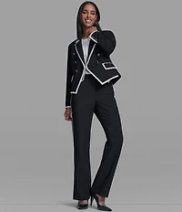 KARL LAGERFELD PARIS Woven Notch Lapel Collar Long Sleeve Coordinating Jacket