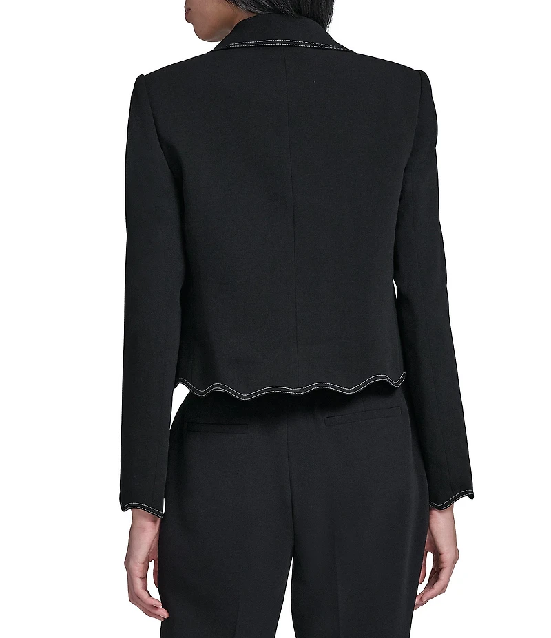 KARL LAGERFELD PARIS Woven Notch Lapel Long Sleeve Cropped Coordinating Jacket