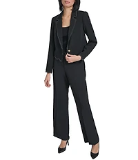 KARL LAGERFELD PARIS Woven Notch Lapel Long Sleeve Cropped Coordinating Jacket