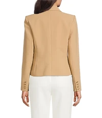 KARL LAGERFELD PARIS Woven Peak Lapel Collar Long Sleeve Button Front Cropped Coordinating Jacket