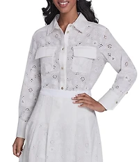 KARL LAGERFELD PARIS Woven Point Collar Long Sleeve Shirt