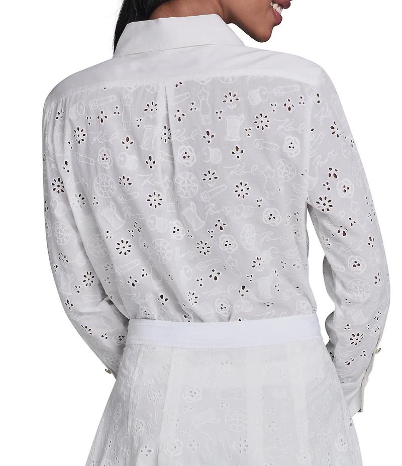 KARL LAGERFELD PARIS Woven Point Collar Long Sleeve Shirt