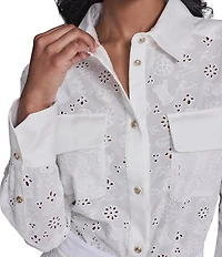 KARL LAGERFELD PARIS Woven Point Collar Long Sleeve Shirt