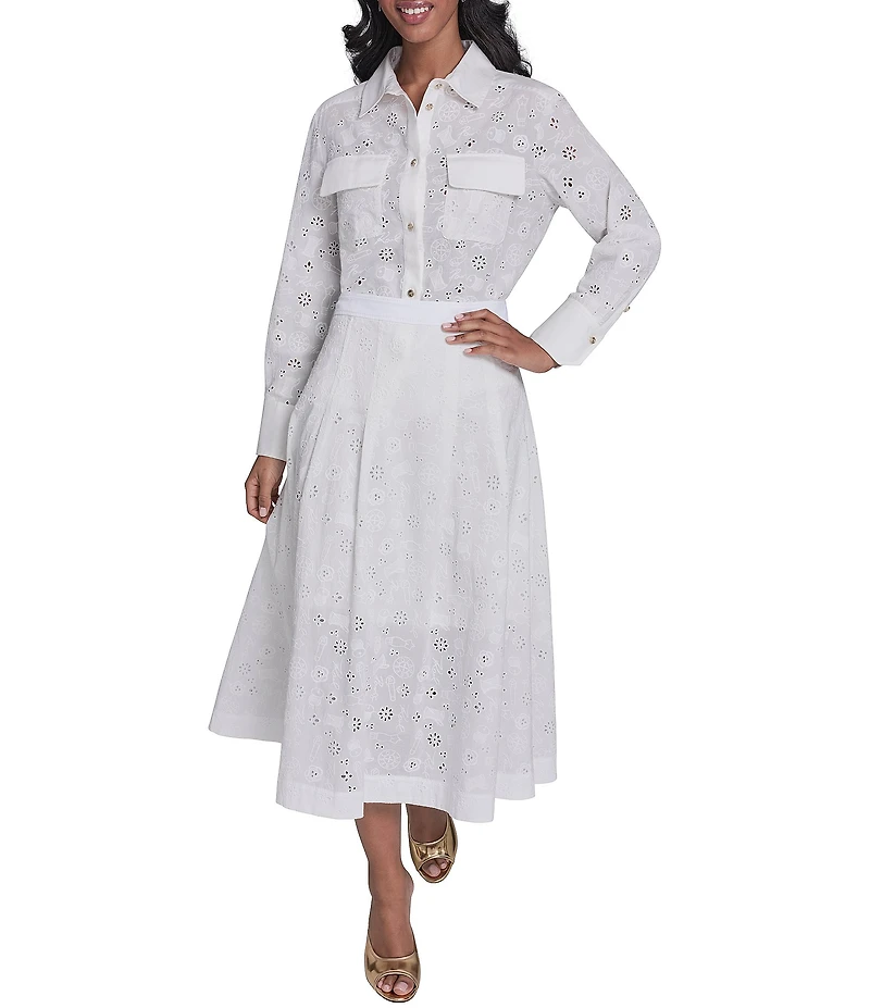 KARL LAGERFELD PARIS Woven Point Collar Long Sleeve Shirt