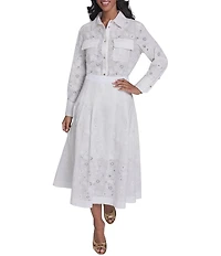 KARL LAGERFELD PARIS Woven Point Collar Long Sleeve Shirt