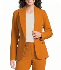 KARL LAGERFELD PARIS Woven Polish Suiting Notch Lapel Long Sleeve Jacket