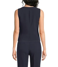KARL LAGERFELD PARIS Woven Polish Suiting Scoop Neck Sleeveless Coordinating Vest