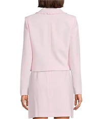 KARL LAGERFELD PARIS Woven Polished Suiting Collared Long Sleeve Cropped Jacket