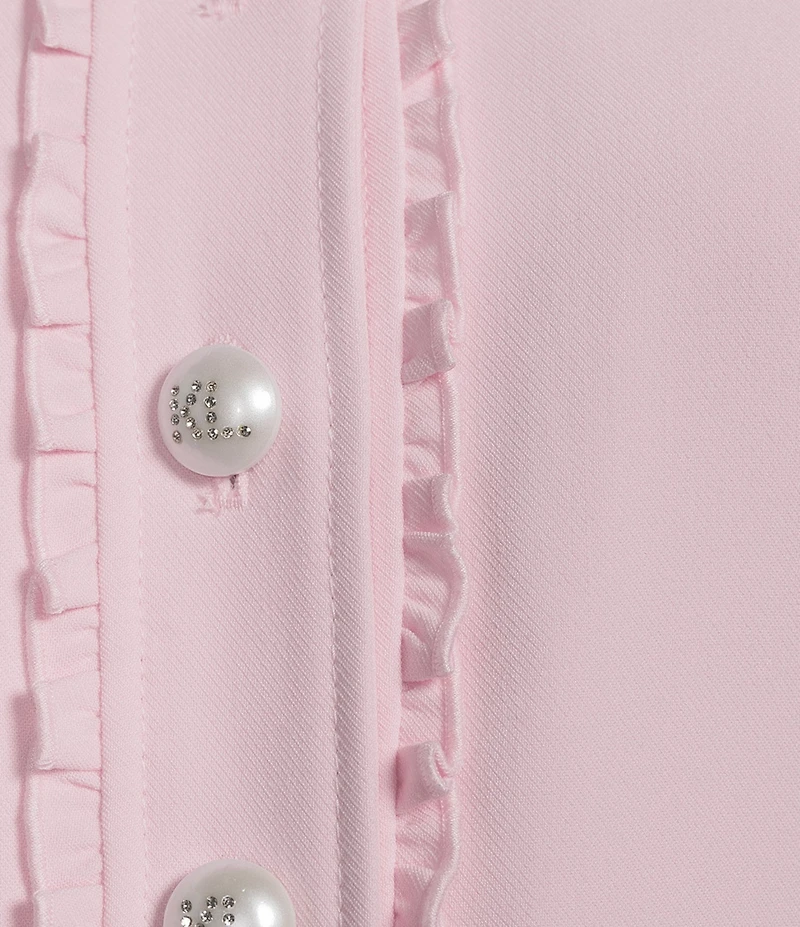 KARL LAGERFELD PARIS Woven Polished Suiting Collared Long Sleeve Cropped Jacket