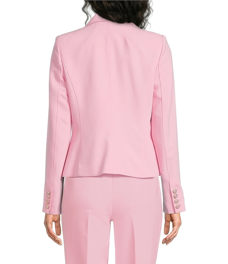 KARL LAGERFELD PARIS Woven Polished Suiting Notch Lapel Collar Long Sleeve Button-Front Jacket