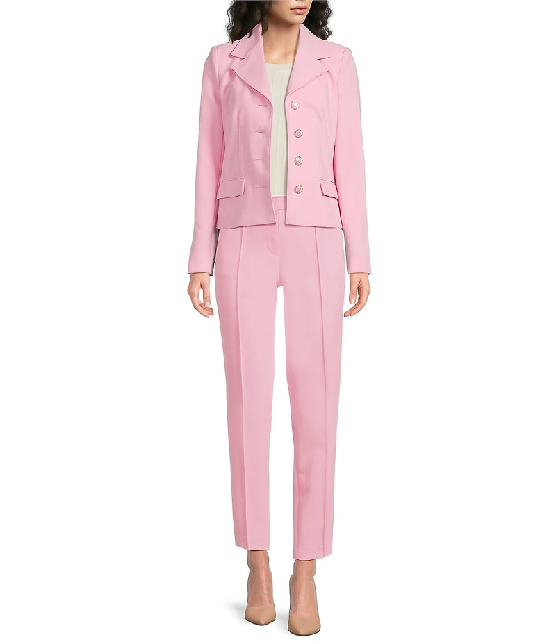 KARL LAGERFELD PARIS Woven Polished Suiting Notch Lapel Collar Long Sleeve Button-Front Jacket