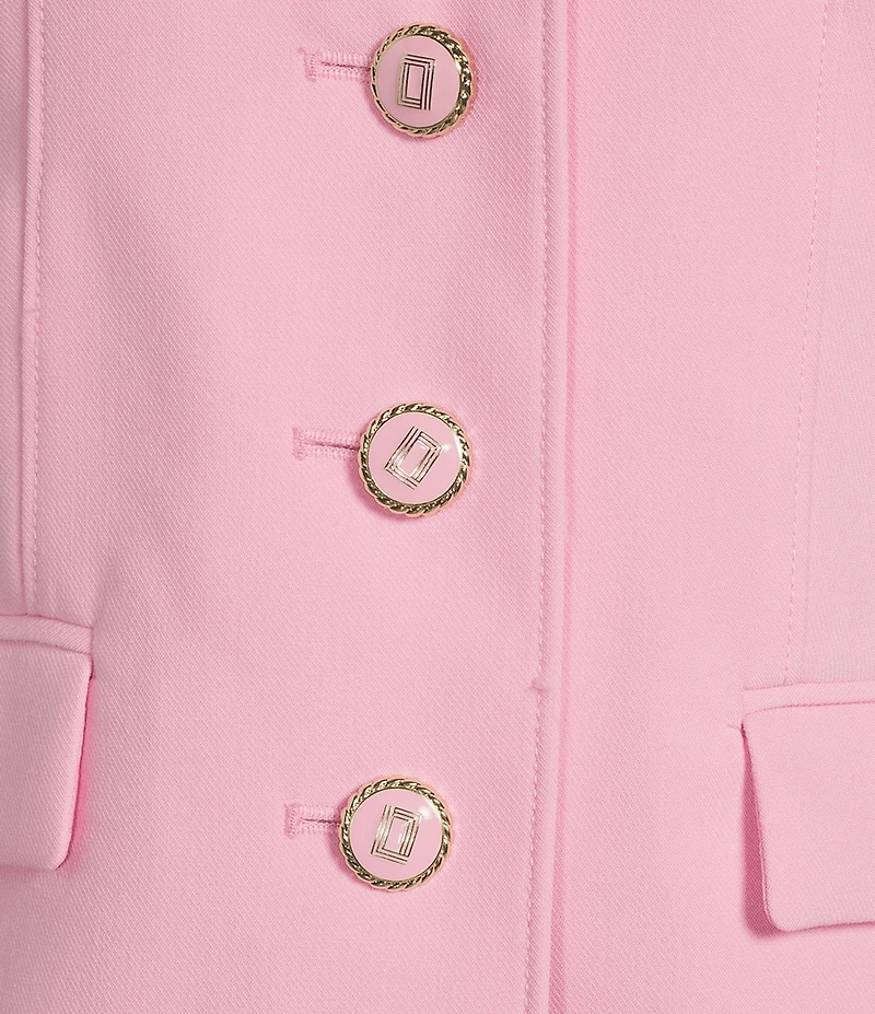 KARL LAGERFELD PARIS Woven Polished Suiting Notch Lapel Collar Long Sleeve Button-Front Jacket