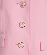 KARL LAGERFELD PARIS Woven Polished Suiting Notch Lapel Collar Long Sleeve Button-Front Jacket