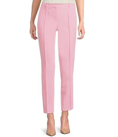 KARL LAGERFELD PARIS Woven Polished Suiting Straight Leg Ankle Pants