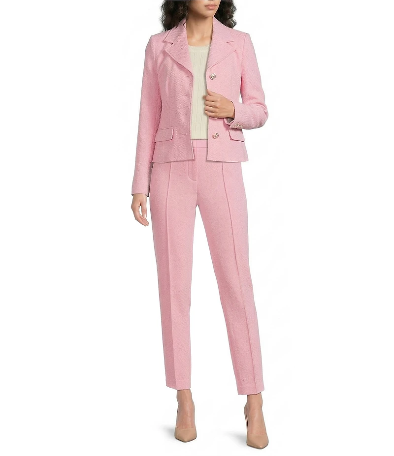 KARL LAGERFELD PARIS Woven Polished Suiting Straight Leg Ankle Pants