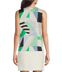 KARL LAGERFELD PARIS Woven Printed V-Neck Crisscross Sleeveless Top