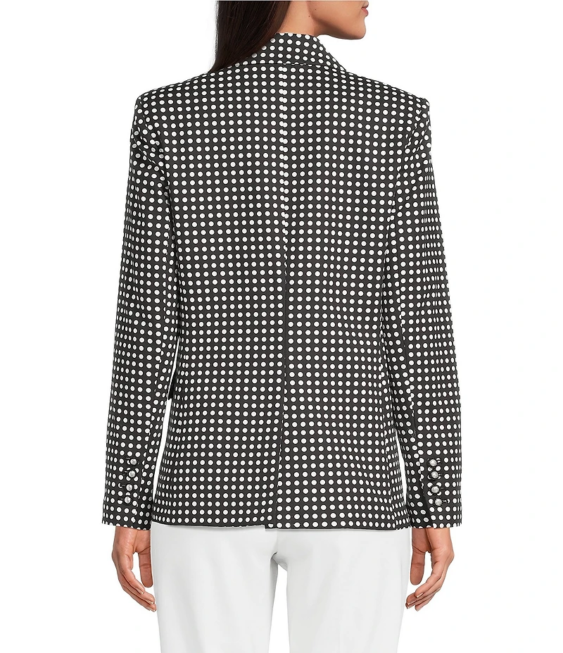KARL LAGERFELD PARIS Woven Stretch Print Notch Lapel Long Sleeve Jacket