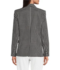 KARL LAGERFELD PARIS Woven Stretch Print Notch Lapel Long Sleeve Jacket