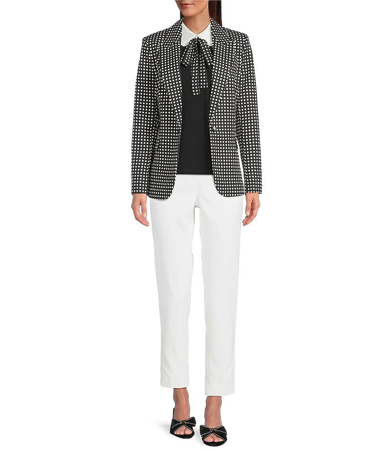 KARL LAGERFELD PARIS Woven Stretch Print Notch Lapel Long Sleeve Jacket