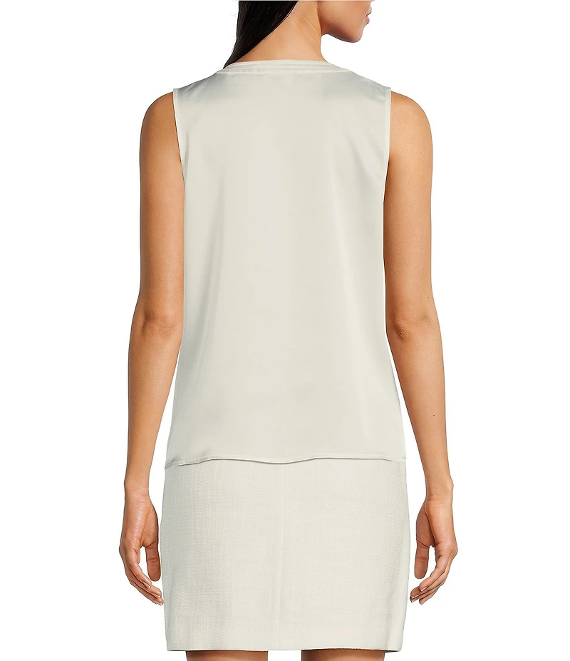 KARL LAGERFELD PARIS Woven V-Neck Crisscross Sleeveless Top