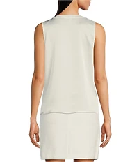 KARL LAGERFELD PARIS Woven V-Neck Crisscross Sleeveless Top