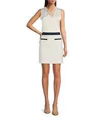 KARL LAGERFELD PARIS Woven V-Neck Crisscross Sleeveless Top