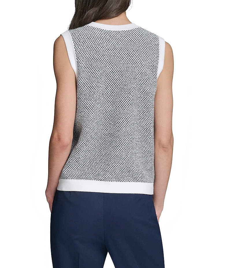KARL LAGERFELD PARIS Woven V-Neck Sleeveless Vest