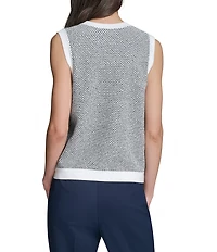 KARL LAGERFELD PARIS Woven V-Neck Sleeveless Vest