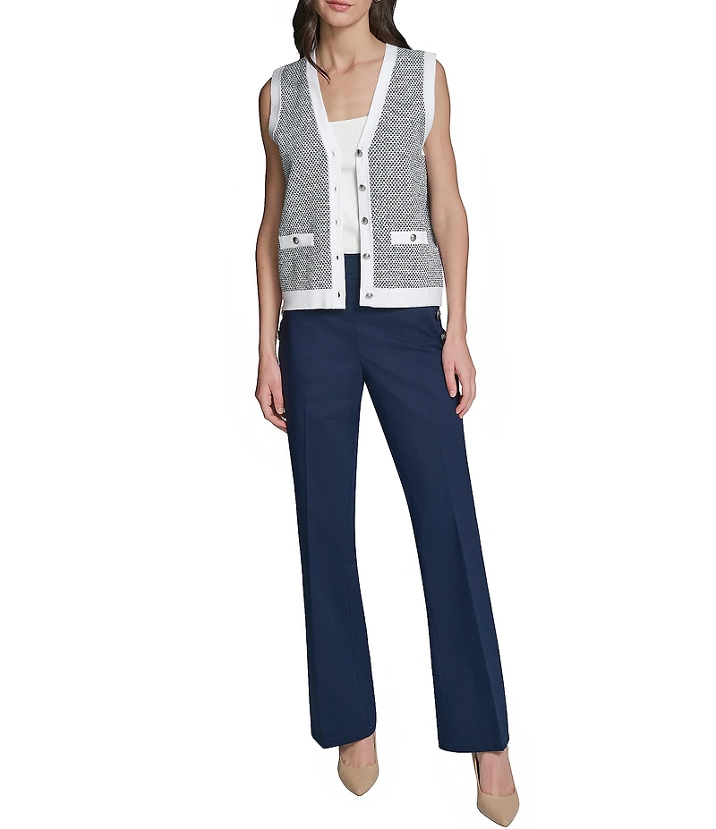 KARL LAGERFELD PARIS Woven V-Neck Sleeveless Vest