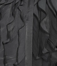KARL LAGERFELD PARIS Organza Collared Long Sleeve Ruffle Front Blouse