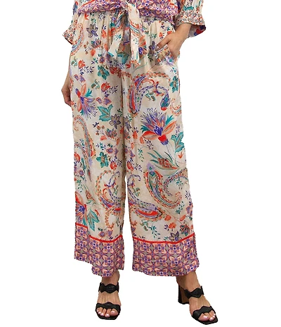 Karyn Seo Coco Vintage Boho-Inspired Smocked Waist Wide Leg Pants