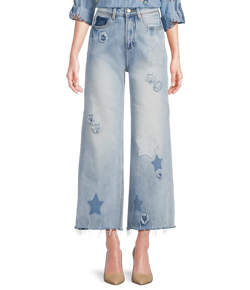 Karyn Seo Fatima Boho-Inspired Distressed Star Patch Jeans