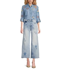 Karyn Seo Fatima Boho-Inspired Distressed Star Patch Jeans