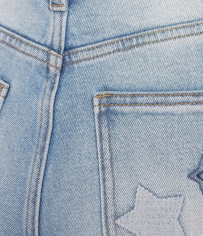 Karyn Seo Fatima Boho-Inspired Distressed Star Patch Jeans