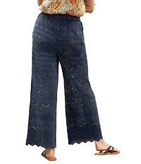 Karyn Seo Geometric Eyelet Hem Wide Leg Pants