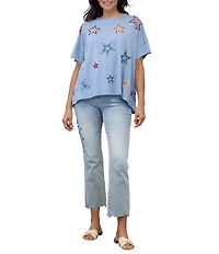 Karyn Seo Juniper Embroidered Stars Short Sleeve Tee
